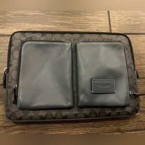 Coach Navy Leather Dual-Zip Toiletry Organizer